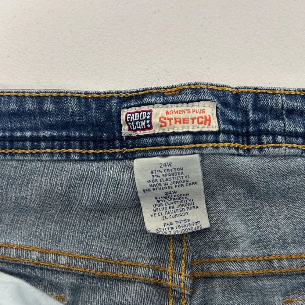 Faded Glory Jeans Women 24W Blue Stretch Straight Leg Flap Pocket